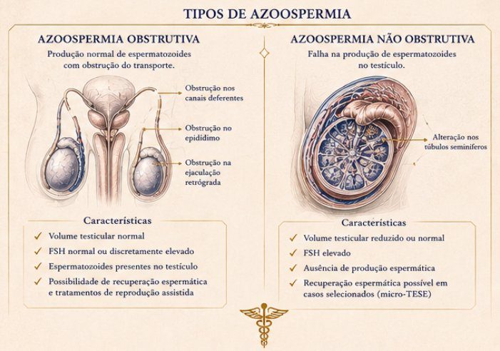 Tipos de azoospermia — obstrutiva e não obstrutiva — características e tratamento